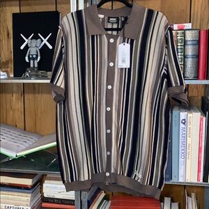 WeSC Polo Vertical Stripe Cardigan. Vintage polo cardigan look.